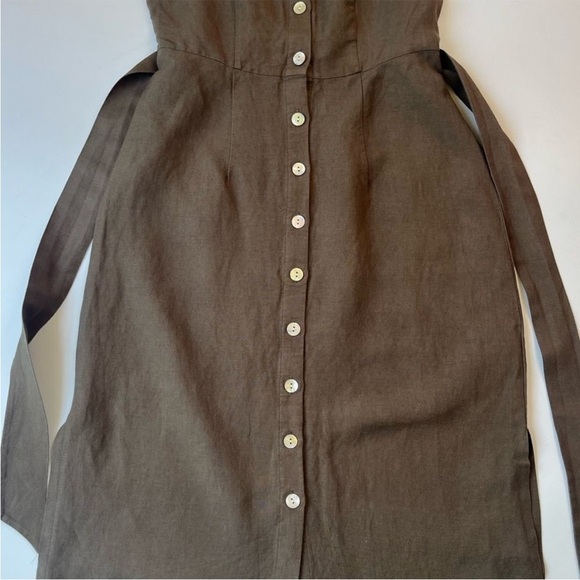 Rails Clement Button Front Midi Dress In Army Green with Tie Waist - Picture 5 of 12